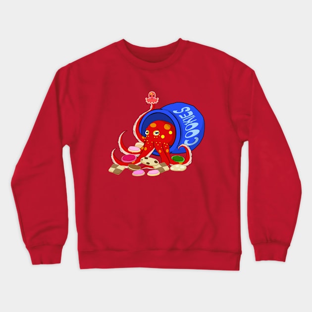 Octopus in a jar of cookies (red) Crewneck Sweatshirt by VixenwithStripes